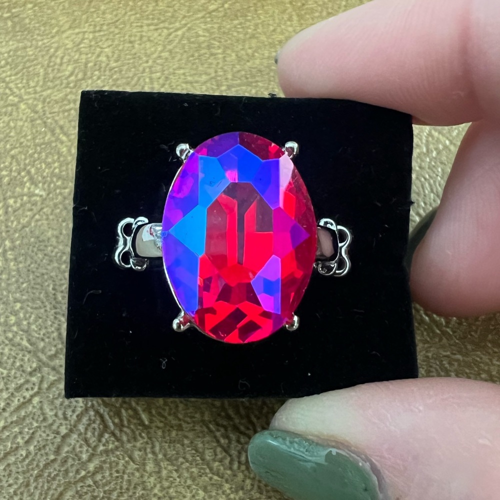 Pink iridescent ring